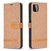 iPhone 12 Pro hoesje - Bookcase - Pasjeshouder - Portemonnee - Vintage - Stof - Kunstleer - Bruin