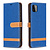 Samsung Galaxy A21S hoesje - Bookcase - Pasjeshouder - Portemonnee - Vintage - Stof - Kunstleer - Blauw