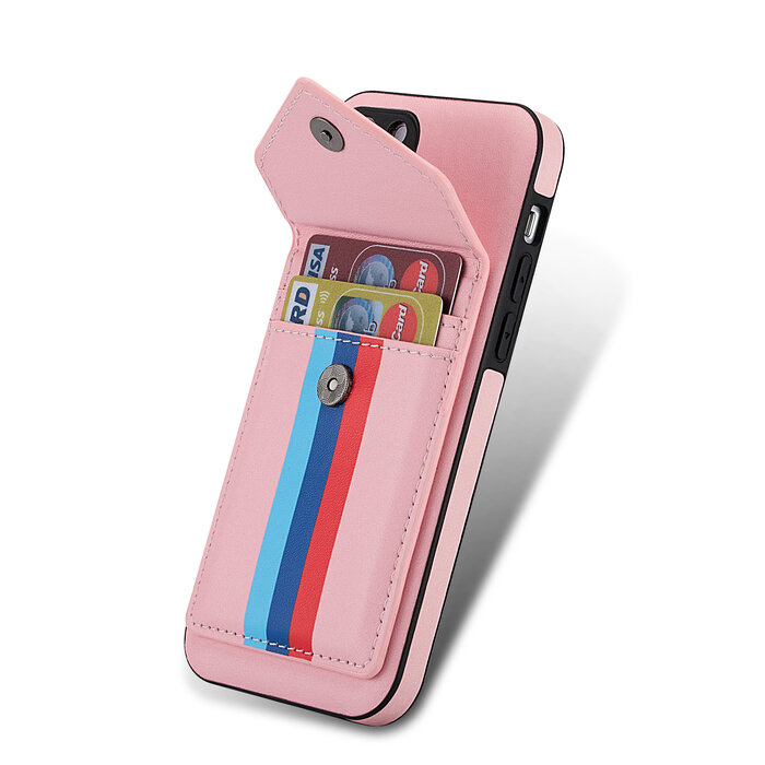 JVS Products iPhone XS Max hoesje - Backcover - Patroon - Pasjeshouder - Portemonnee - Kunstleer - Roze