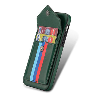 JVS Products Samsung Galaxy Note 20 hoesje - Backcover - Patroon - Pasjeshouder - Portemonnee - Kunstleer - Donkergroen