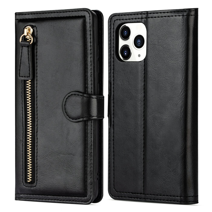 JVS Products iPhone 11 Pro hoesje - Bookcase - Pasjeshouder - Portemonnee - Rits - Kunstleer - Zwart
