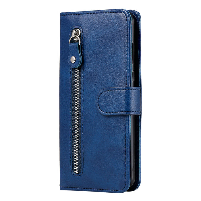 JVS Products Samsung Galaxy S10 hoesje - Bookcase - Pasjeshouder - Portemonnee - Rits - Kunstleer - Blauw