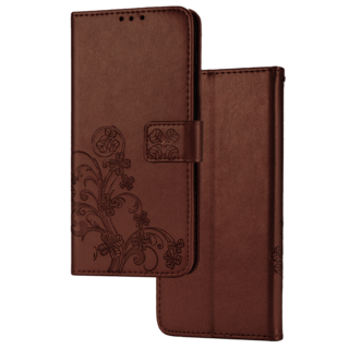 JVS Products Samsung Galaxy S10 hoesje - Bookcase - Pasjeshouder - Portemonnee - Bloemenprint - Kunstleer - Bruin