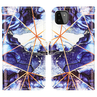 JVS Products Samsung Galaxy S20 Plus hoesje - Bookcase - Koord - Softcase - Patroon - Kunstleer - Donkerblauw