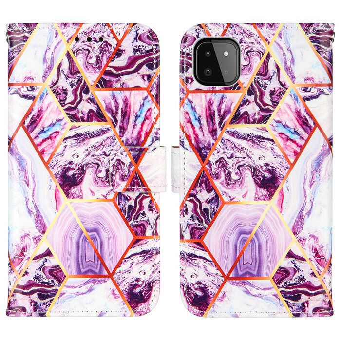 JVS Products Samsung Galaxy S21 Plus hoesje - Bookcase - Koord - Softcase - Patroon - Kunstleer - Paars