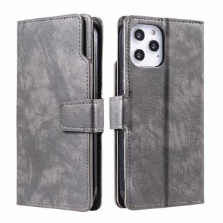 JVS Products iPhone XS hoesje - Bookcase - Pasjeshouder - Portemonnee - Luxe - Kunstleer - Grijs