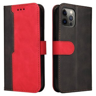 JVS Products iPhone 11 Pro Max hoesje - Bookcase - Koord - Pasjeshouder - Portemonnee - Tweekleurig - Kunstleer - Zwart/Rood