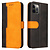 iPhone 12 Pro Max hoesje - Bookcase - Koord - Pasjeshouder - Portemonnee - Tweekleurig - Kunstleer - Zwart/Oranje