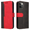 iPhone 12 Pro Max hoesje - Bookcase - Koord - Pasjeshouder - Portemonnee - Tweekleurig - Kunstleer - Zwart/Rood