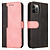 iPhone 12 Mini hoesje - Bookcase - Koord - Pasjeshouder - Portemonnee - Tweekleurig - Kunstleer - Zwart/Roze