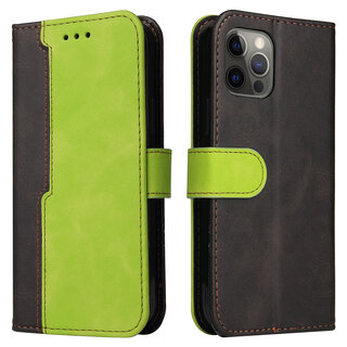 JVS Products Samsung Galaxy S20 Plus hoesje - Bookcase - Koord - Pasjeshouder - Portemonnee - Tweekleurig - Kunstleer - Zwart/Groen
