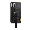 iPhone 8 hoesje - Backcover - Slangenprint - Handvat - Gesp - Kunstleer - Zwart
