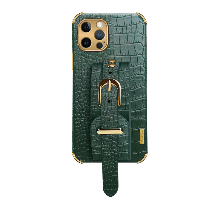 JVS Products iPhone 11 Pro hoesje - Backcover - Slangenprint - Handvat - Gesp - Kunstleer - Groen
