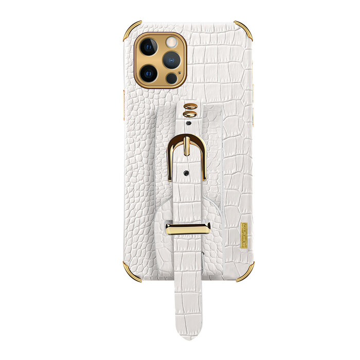 JVS Products Samsung Galaxy S10 hoesje - Backcover - Slangenprint - Handvat - Gesp - Kunstleer - Wit