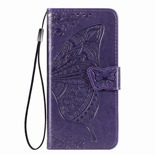 JVS Products Samsung Galaxy S10 hoesje - Bookcase - Pasjeshouder - Portemonnee - Vlinderpatroon - Kunstleer - Donkerpaars