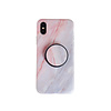 iPhone XR hoesje - Backcover - Marmer - Ringhouder - TPU - Roze