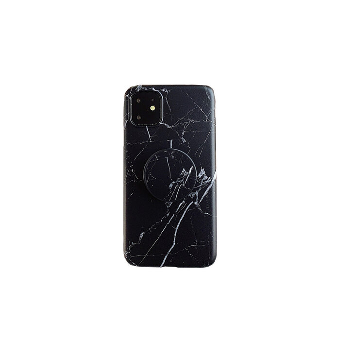 JVS Products iPhone 11 Pro hoesje - Backcover - Marmer - Ringhouder - TPU - Zwart