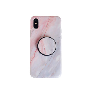 JVS Products iPhone 12 Pro hoesje - Backcover - Marmer - Ringhouder - TPU - Roze