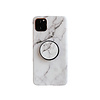 iPhone 12 Mini hoesje - Backcover - Marmer - Ringhouder - TPU - Wit