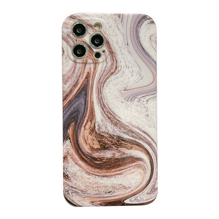 JVS Products iPhone 12 Pro hoesje - Backcover - Marmer - Marmerprint - TPU - Wit/Bruin