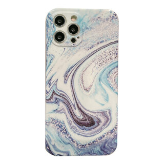 JVS Products iPhone 12 Pro hoesje - Backcover - Marmer - Marmerprint - TPU - Blauw/Paars