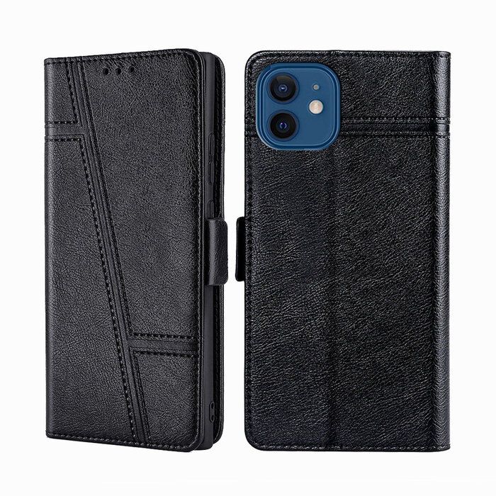 JVS Products iPhone 12 Pro Max hoesje - Bookcase - Pasjeshouder - Portemonnee - Patroon - Kunstleer - Zwart