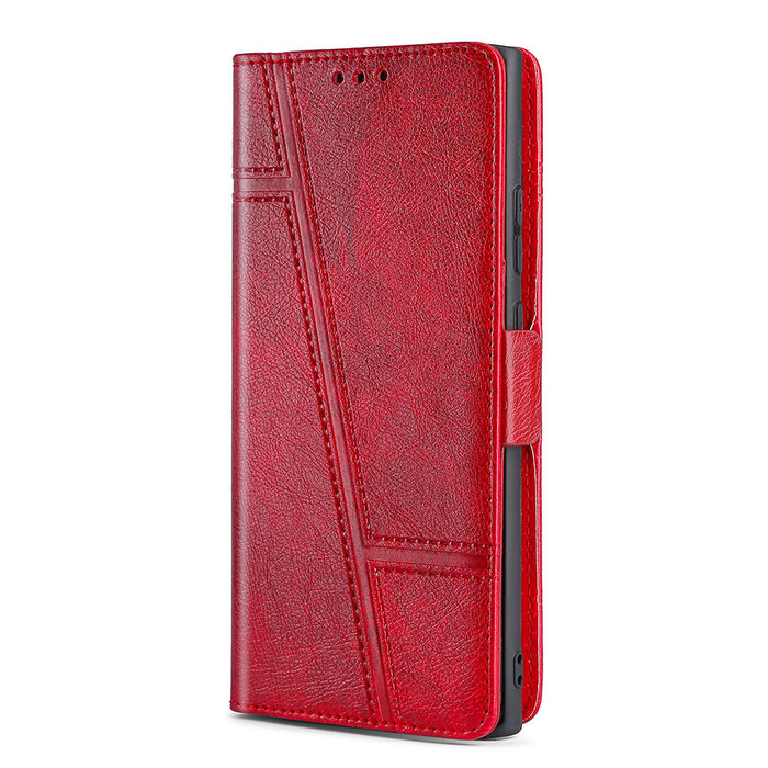 JVS Products Samsung Galaxy S10 Plus hoesje - Bookcase - Pasjeshouder - Portemonnee - Patroon - Kunstleer - Rood