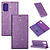 iPhone 13 Pro hoesje - Bookcase - Pasjeshouder - Portemonnee - Glitter - TPU - Paars