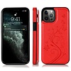 iPhone 13 hoesje - Backcover - Pasjeshouder - Portemonnee - Bloemenprint - Kunstleer - Rood