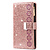 iPhone 13 hoesje - Bookcase - Koord - Pasjeshouder - Portemonnee - Glitter - Bloemenpatroon - Kunstleer - Rose Goud