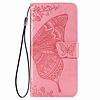 iPhone 13 hoesje - Bookcase - Pasjeshouder - Portemonnee - Vlinderpatroon - Kunstleer - Roze