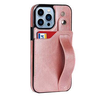 JVS Products Samsung Galaxy Note 20 hoesje - Backcover - Pasjeshouder - Portemonnee - Handvat - Kunstleer - Roze