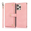 iPhone 13 hoesje - Bookcase - Koord - Pasjeshouder - Portemonnee - Luxe - Kunstleer - Roze