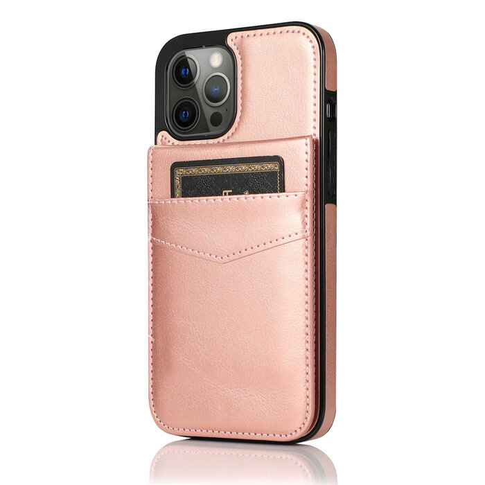 JVS Products Samsung Galaxy S22 Ultra hoesje - Backcover - Pasjeshouder - Portemonnee - Kunstleer - Rose Goud