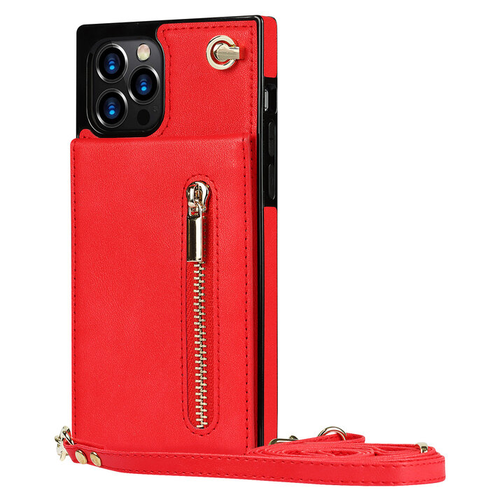 JVS Products Samsung Galaxy S22 Plus hoesje - Backcover - Pasjeshouder - Portemonnee - Koord - Kunstleer - Rood