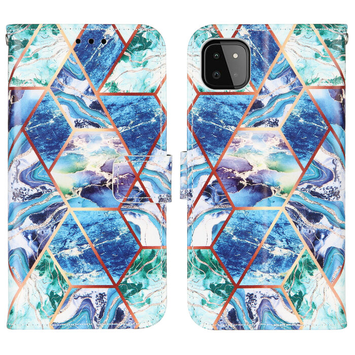 JVS Products Samsung Galaxy S22 Plus hoesje - Bookcase - Koord - Softcase - Patroon - Kunstleer - Blauw