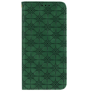 JVS Products Samsung Galaxy S22 Plus hoesje - Bookcase - Pasjeshouder - Portemonnee - Bloemenpatroon - Kunstleer - Groen