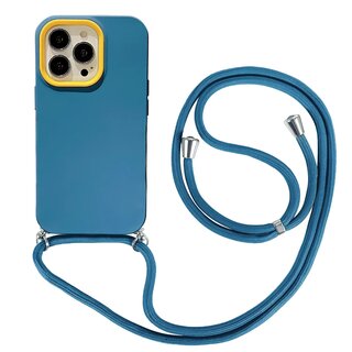 JVS Products iPhone 12 Mini hoesje - Backcover - Koord - Extra valbescherming - TPU - Donkerblauw