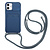 iPhone SE 2020 hoesje - Backcover - Koord - Pasjeshouder - Portemonnee - TPU - Donkerblauw