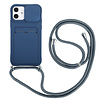 iPhone SE 2022 hoesje - Backcover - Koord - Pasjeshouder - Portemonnee - TPU - Donkerblauw