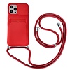 iPhone XR hoesje - Backcover - Koord - Pasjeshouder - Portemonnee - TPU - Rood