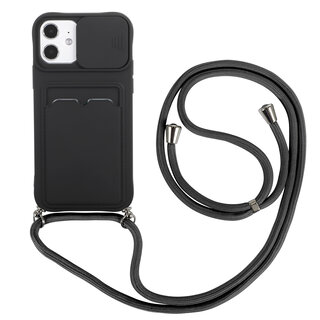 JVS Products iPhone 11 hoesje - Backcover - Koord - Pasjeshouder - Portemonnee - TPU - Zwart