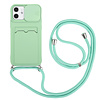 iPhone 12 Pro hoesje - Backcover - Koord - Pasjeshouder - Portemonnee - TPU - Lichtgroen