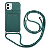 iPhone 12 Pro Max hoesje - Backcover - Koord - Pasjeshouder - Portemonnee - TPU - Donkergroen
