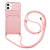 iPhone 13 hoesje - Backcover - Koord - Pasjeshouder - Portemonnee - TPU - Roze