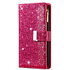 Samsung Galaxy A53 hoesje - Bookcase - Koord - Pasjeshouder - Portemonnee - Glitter - Bloemenpatroon - Kunstleer - Roze