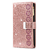 Samsung Galaxy A53 hoesje - Bookcase - Koord - Pasjeshouder - Portemonnee - Glitter - Bloemenpatroon - Kunstleer - Rose Goud