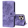 iPhone 12 hoesje - Bookcase - Koord - Pasjeshouder - Portemonnee - Camerabescherming - Bloemenpatroon - Kunstleer - Paars