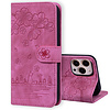 iPhone 12 hoesje - Bookcase - Koord - Pasjeshouder - Portemonnee - Camerabescherming - Bloemenpatroon - Kunstleer - Roze