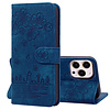 iPhone 13 Pro hoesje - Bookcase - Koord - Pasjeshouder - Portemonnee - Camerabescherming - Bloemenpatroon - Kunstleer - Blauw